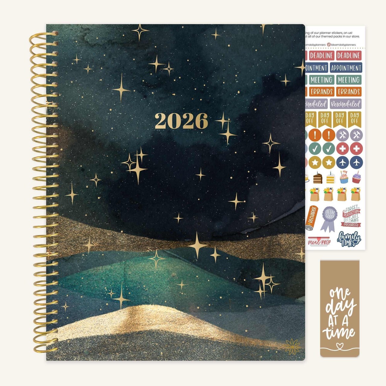 bloom daily planners 2026 Soft Cover Weekly & Monthly Planner, 8.5" x 11", Celestial Skies